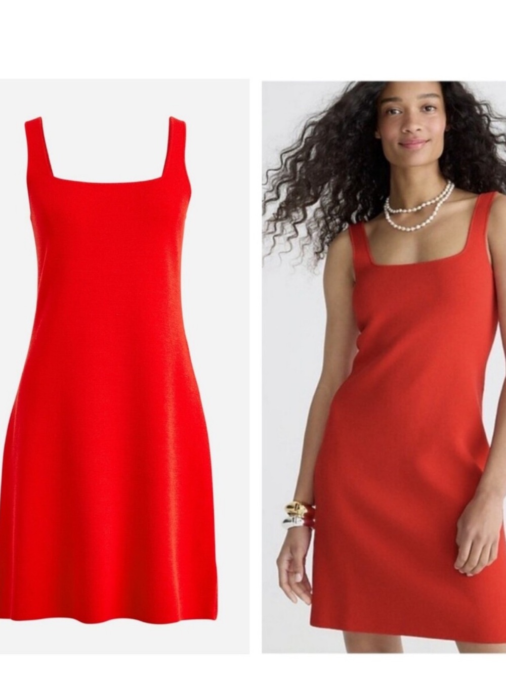 J. Crew Bright Red Square-Neck Mini Sweater Dress Size Medium